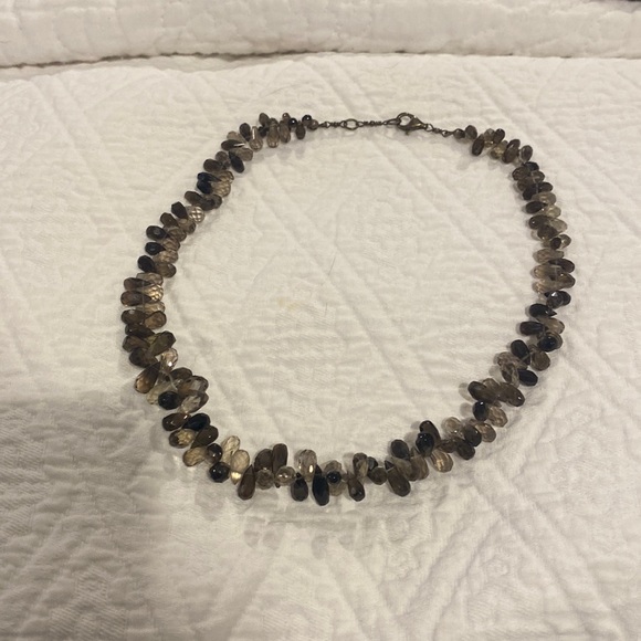 SMOKY TOPEZ NECKLACE IN STERLING SILVER - Picture 2 of 7